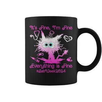 Retro Lab Week 2024 Im Fine Everything Is Fine Pink Coffee Mug | Mazezy