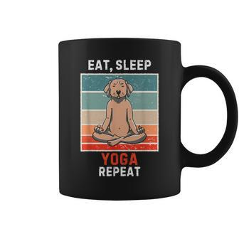 Retro Labrador Dog Eat Sleep Yoga Repeat Vintage Yoga Coffee Mug - Monsterry