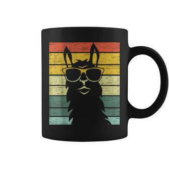 Retro Lama Alpaca With Sunglasses Used Look Vintage Coffee Mug - Monsterry