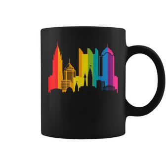 Retro Lgbt Rainbow Columbus Skyline Lesbian Gay Pride Coffee Mug - Monsterry AU