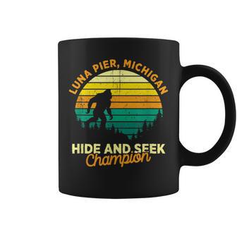 Retro Luna Pier Michigan Big Foot Souvenir Coffee Mug - Monsterry CA