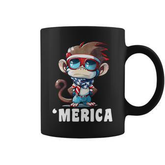 Retro 'Merica Monkey Dad Mom 4Th Of July Coffee Mug - Monsterry UK