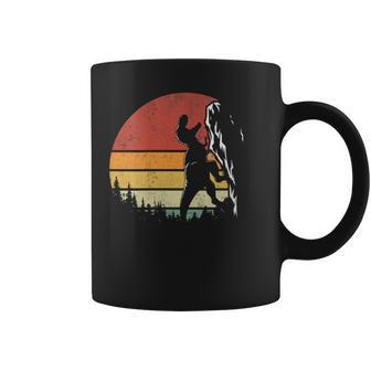 Retro Mountain Climber Vintage T-Rex Rock Climbing Coffee Mug - Monsterry CA