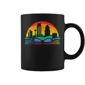 Retro Omaha Skyline Rainbow Lgbt Lesbian Gay Pride Coffee Mug - Monsterry AU