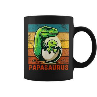 Retro Papasaurus Father's Day Best Dad T-Rex Papa Dinosaur Coffee Mug - Monsterry