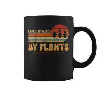 Retro Pots Easily Distracted By Plants Botany Plant Lover Coffee Mug | Mazezy