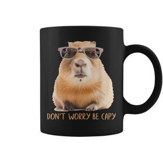 Retro Rodent Capybara Dont Worry Be Capy Coffee Mug - Seseable
