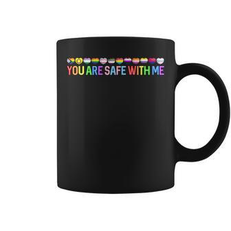 Retro You Are Safe With Me Heart Bi Transgender Lgbt Pride Coffee Mug - Monsterry