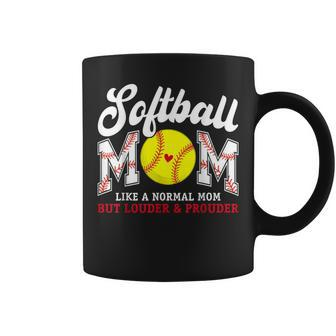 Retro Softball Mom Like A Normal Mom But Louder And Prouder Coffee Mug - Monsterry CA