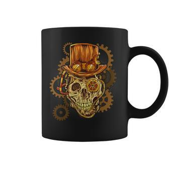 Retro Steampunk Skull Vintage Gears Goth Coffee Mug - Monsterry AU