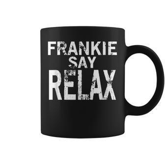 Retro-Stil Frankie Say Relax Schwarzes Tassen, 80er Jahre Musik Fan Tee - Seseable