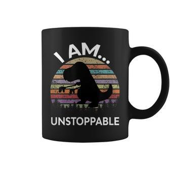 Retro T-Rex Dinosaur I'm An Unstoppable Coffee Mug - Monsterry