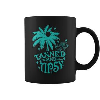 Retro Tanned And Tipsy Cocktail Lover Beach Vacation Coffee Mug - Monsterry