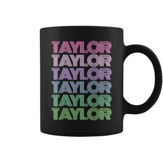 Retro Taylor Girl Boy First Name Personalized Groovy Bday Coffee Mug - Monsterry