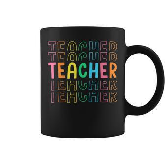 Retro Teacher Colorful Elementary School Teachers Women Coffee Mug - Monsterry CA