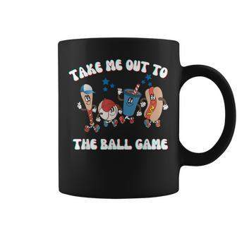 Retro Take Me Out Tothe Ball Game Baseball Hot Dog Bat Ball Coffee Mug - Monsterry AU