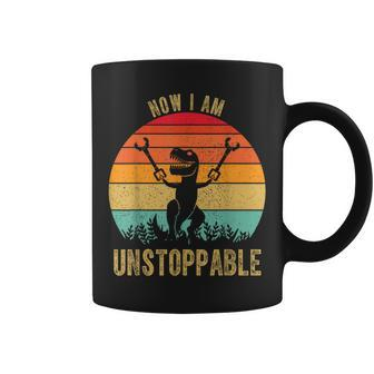 Retro Now I Am Unstoppable T-Rex Vintage Coffee Mug - Monsterry