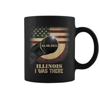 Retro Us Flag Total Solar Eclipse 2024 Illinois Coffee Mug - Thegiftio UK