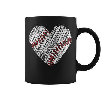Retro Vintage Baseball Lover Heart Fans Players Distressed Coffee Mug - Seseable
