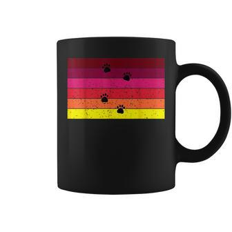 Retro Vintage Colors And Cat Paws Coffee Mug - Monsterry CA