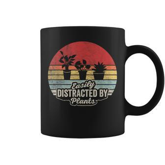 Retro Vintage Easily Distracted By Plants Gardening Coffee Mug - Seseable