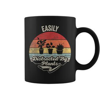 Retro Vintage Easily Distracted By Plants Gardening Coffee Mug - Monsterry DE