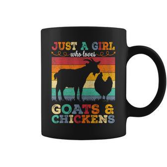 Retro Vintage Just A Girl Who Loves Chickens & Goats Farmer Coffee Mug - Seseable