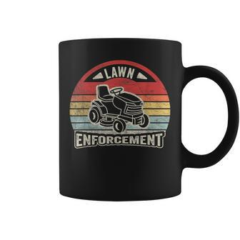 Retro Vintage Lawn Enforcement Gardening Lawn Mower Coffee Mug - Monsterry AU