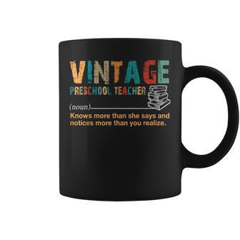 Retro Vintage Preschool Teacher Definition Costume Coffee Mug - Monsterry AU