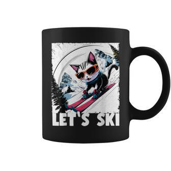 Retro Vintage Ski Cat 80S 90S Skiing Outfit Coffee Mug - Monsterry AU