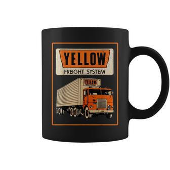 Retro Yellow Freight 1980S Vintage Trucking For Trucker 80S Coffee Mug - Monsterry AU