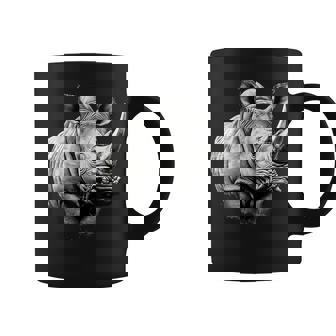 Rhinoceros Motif Wildlife Rhino Safari Animal Print Drawing Coffee Mug - Thegiftio