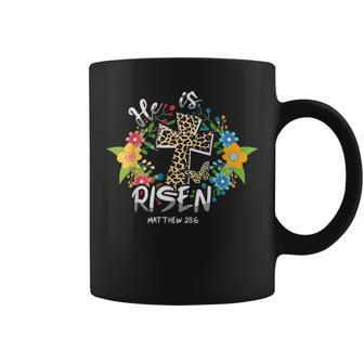 He Is Risen Bible Verse Colorful Easter Is About Jesus Coffee Mug | Mazezy