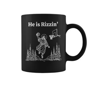 He Is Risen Easter Jesus Playing Basketball Christian Coffee Mug - Seseable