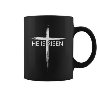He Is Risen Pocket Christian Easter Jesus Religious Cross Coffee Mug | Mazezy