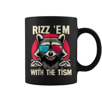 Rizz Em With The Tism Retro Vintage Raccoon Meme Coffee Mug - Seseable