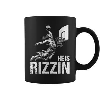 He Is Rizzin Jesus Playing Basketball Meme Coffee Mug - Seseable