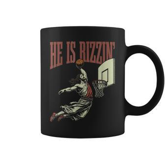 He Is Rizzin Jesus Playing Basketball Meme Easter Coffee Mug | Mazezy