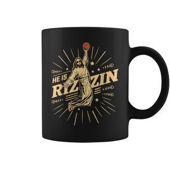 He Is Rizzin Jesus Sports Meme Christian Basketball Coffee Mug | Mazezy