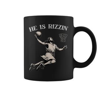 He Is Rizzin Jesus Basketball Christian Religious Vintage Coffee Mug - Seseable