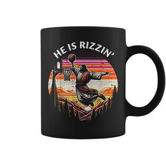 He Is Rizzin Jesus Basketball Easter Christian Coffee Mug - Seseable