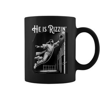 He Is Rizzin Jesus Playing Baseball Sports Rizz Coffee Mug - Seseable