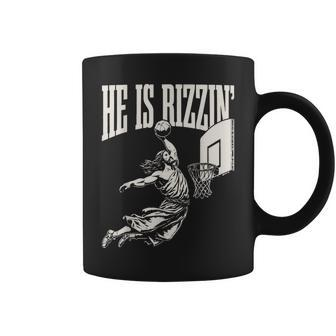 He Is Rizzin' Jesus Playing Basketball Coffee Mug | Mazezy DE