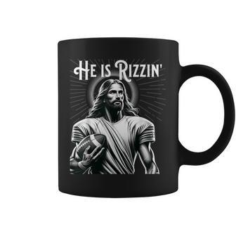 He Is Rizzin Jesus Playing Football Sports Rizz Coffee Mug - Seseable