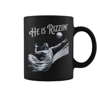 He Is Rizzin Jesus Playing Volleyball Sports Rizz Coffee Mug | Mazezy UK