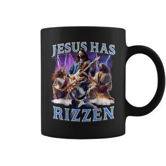 He Is Rizzin Jesus Rocks On Electric Guitar Jesus Has Rizzen Coffee Mug - Seseable