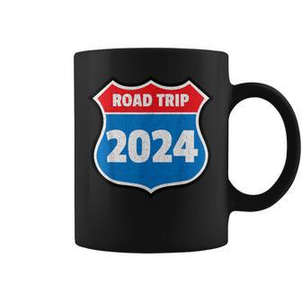 Road Trip 2024 Sign Family Group Matching Distressed Coffee Mug - Seseable