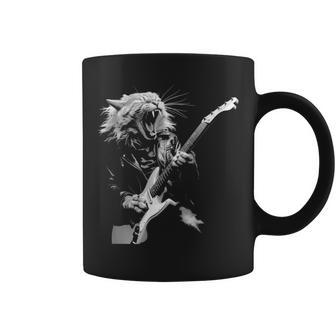 Rock Cat Playing Guitar Guitar Cat Womens Coffee Mug | Mazezy