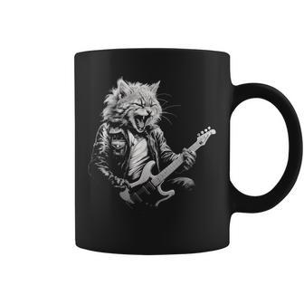 Rock Cat Playing Guitar Guitar Cat Womens Coffee Mug - Monsterry AU