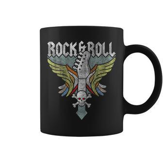 Rock Guitar Music Lover Vintage Guitarist Band Wings Skull Coffee Mug - Monsterry AU